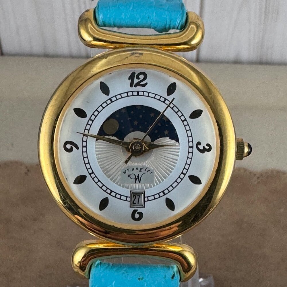 Vintage Wrangler Moonphase Gold Tone Watch with Date